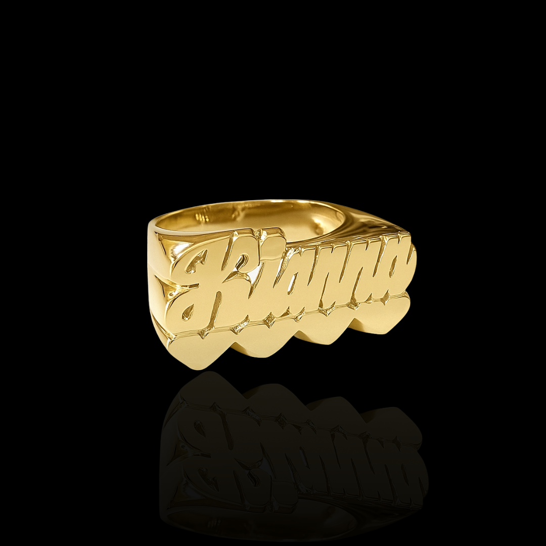 Custom Double Heart Name Ring