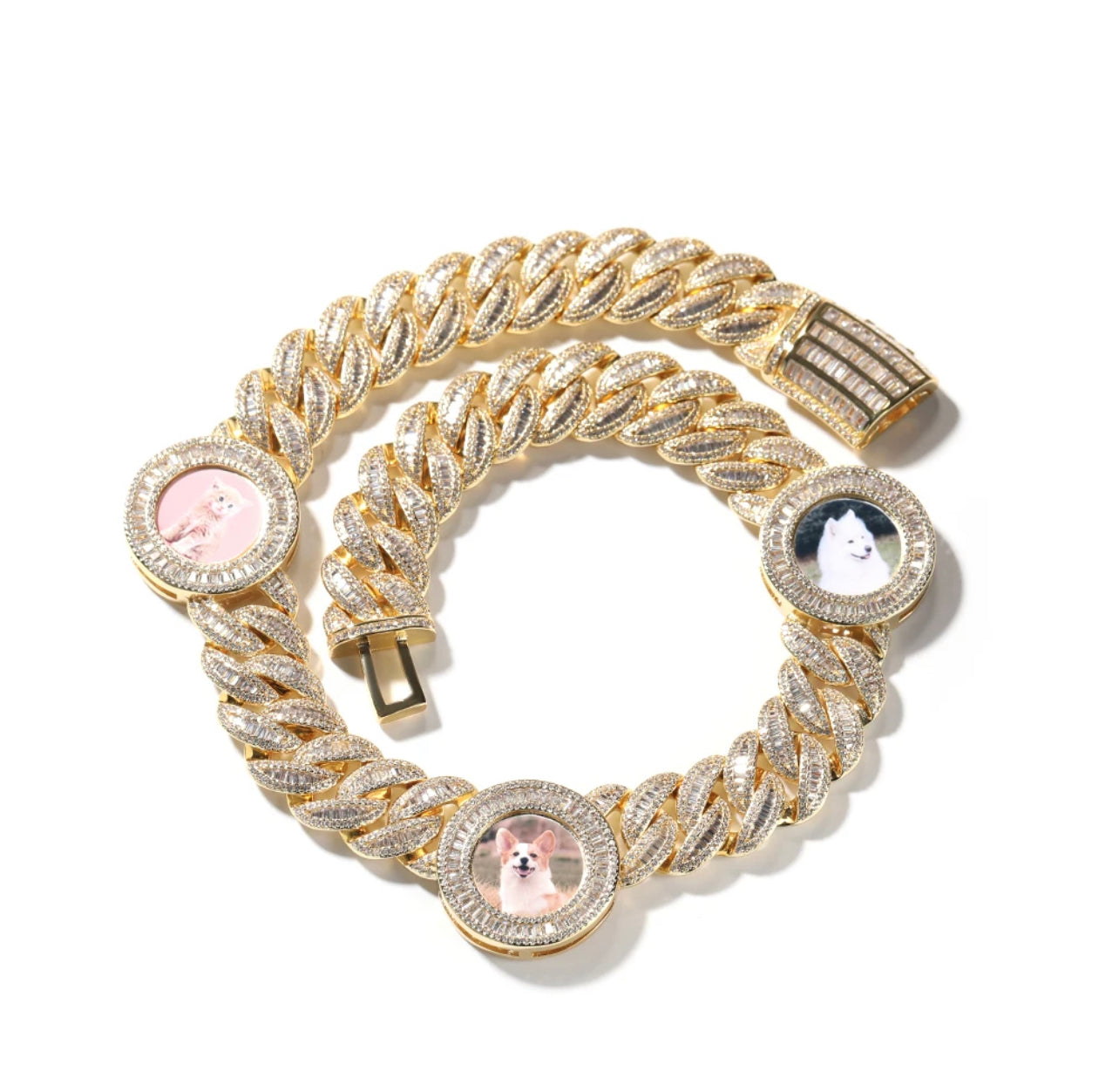 Icy Baguette Cuban Photo Necklace