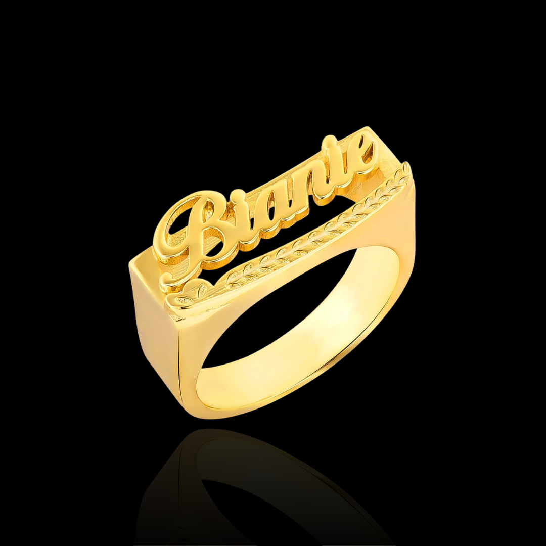 Custom Braid Carved Name Ring