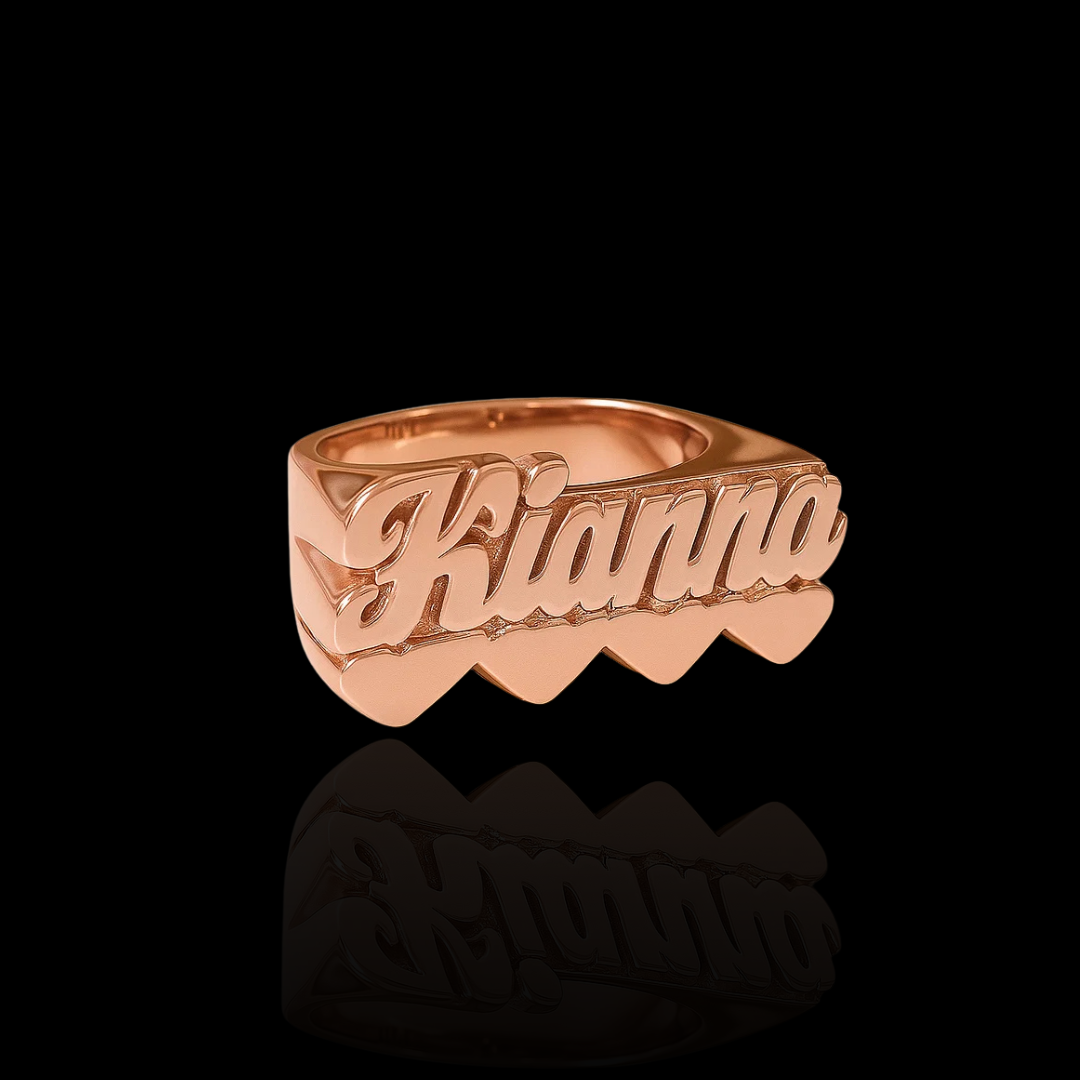 Custom Double Heart Name Ring