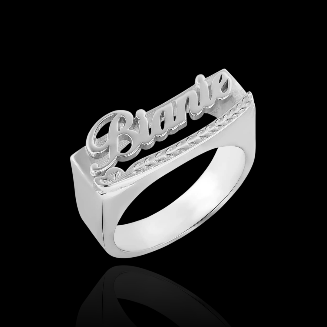 Custom Braid Carved Name Ring