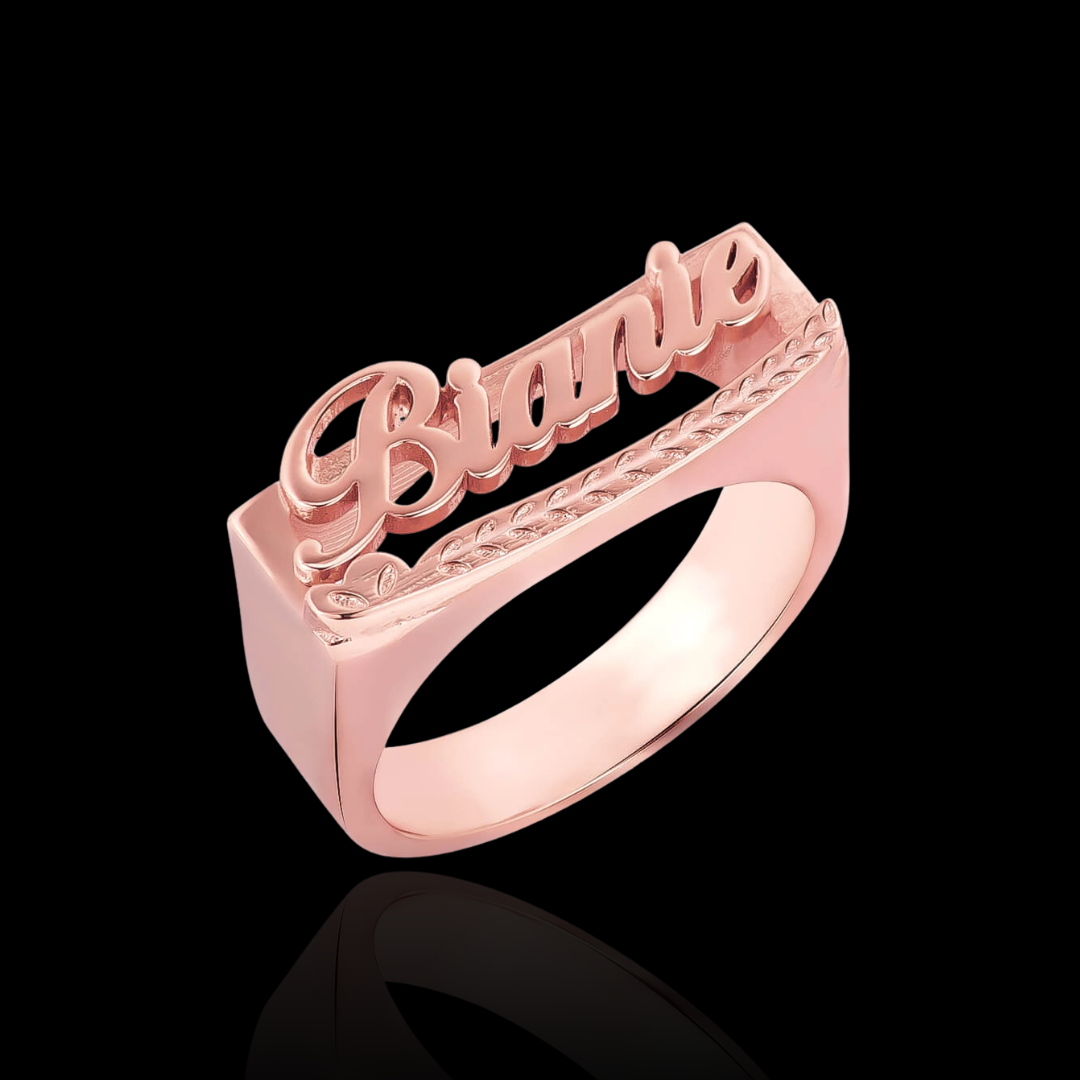 Custom Braid Carved Name Ring