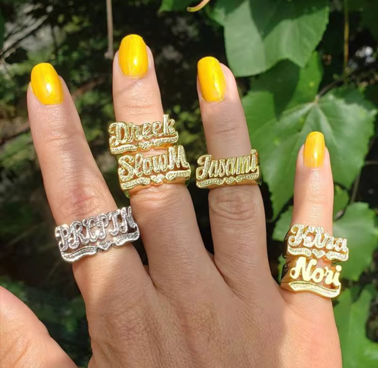 Custom Heart Carved Name Ring