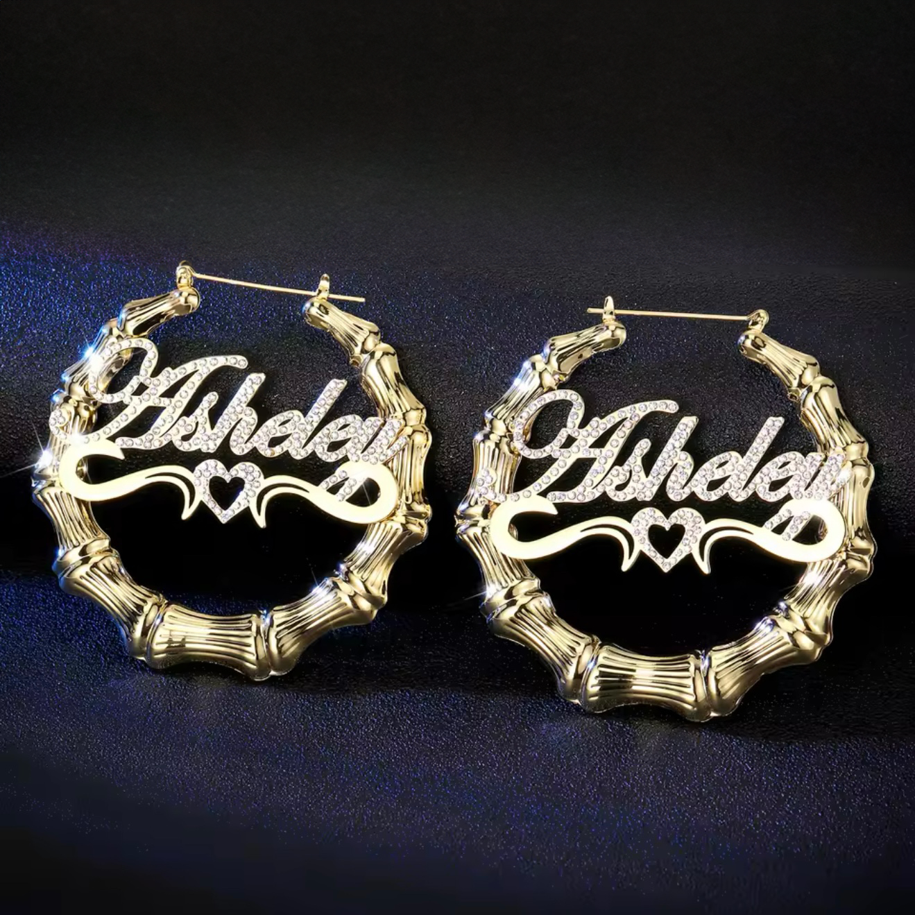 Icy Heart Name Hoops