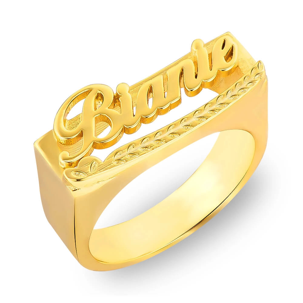 Custom Braid Carved Name Ring