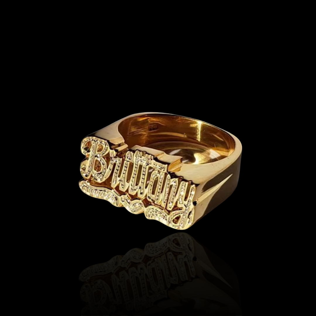Custom Heart Carved Name Ring