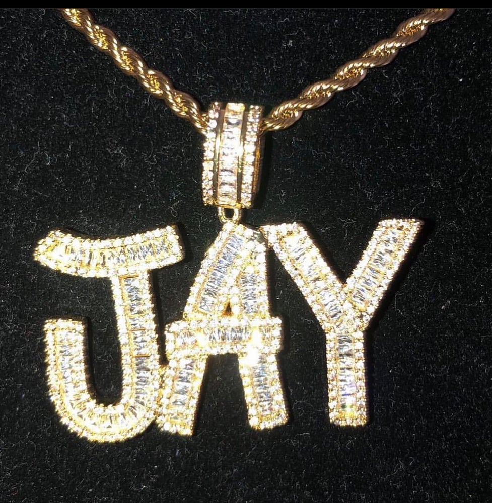 Baguette Name Pendant - Tennis