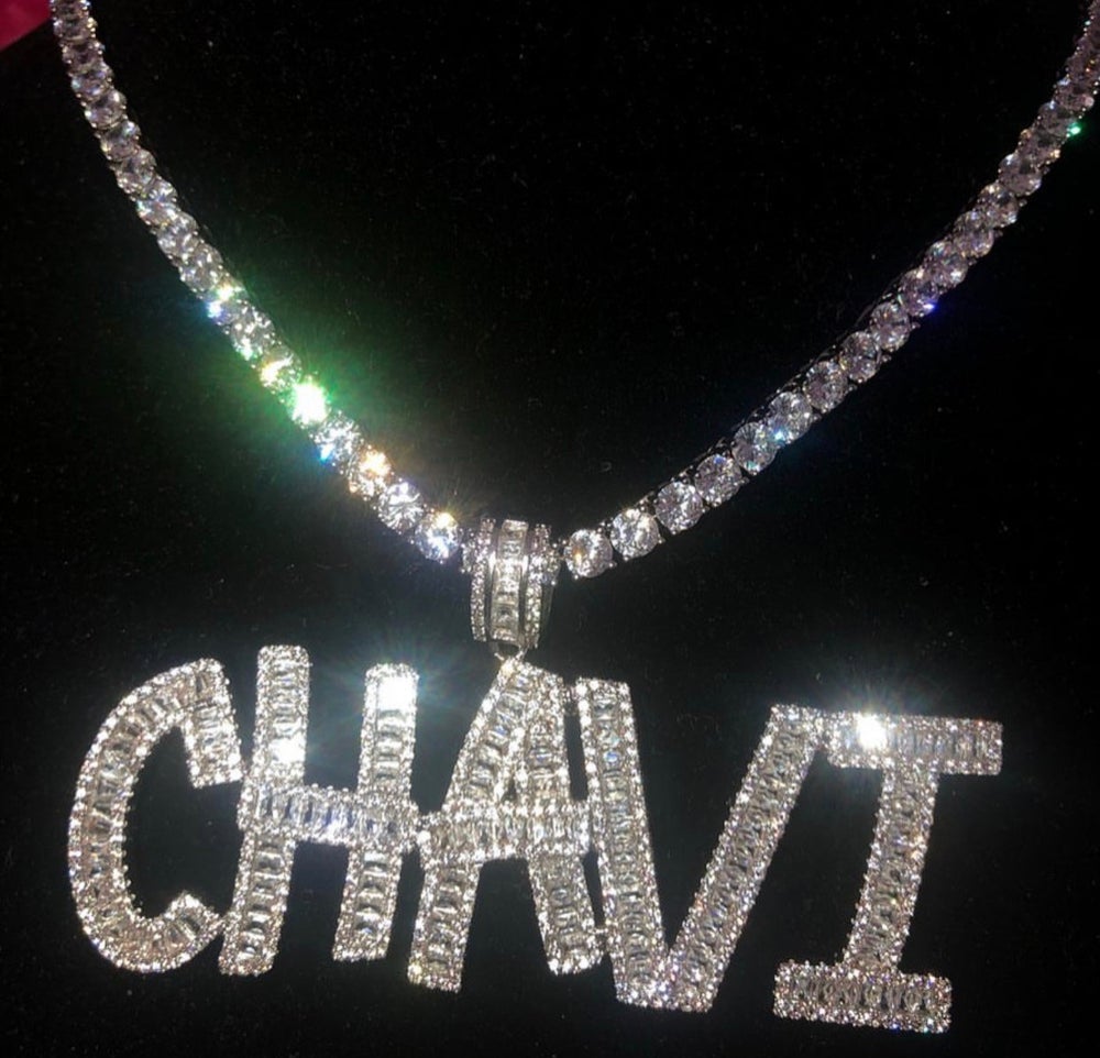 Baguette Name Pendant - Tennis