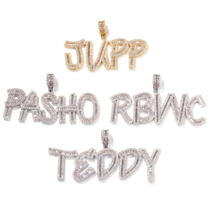 Baguette Name Pendant - Tennis