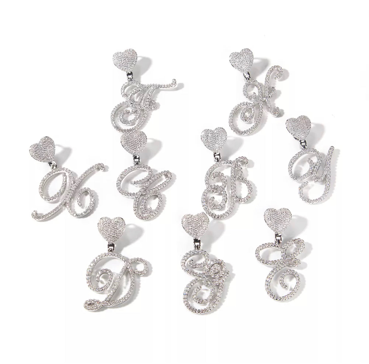 Cursive Heart Initial Necklace