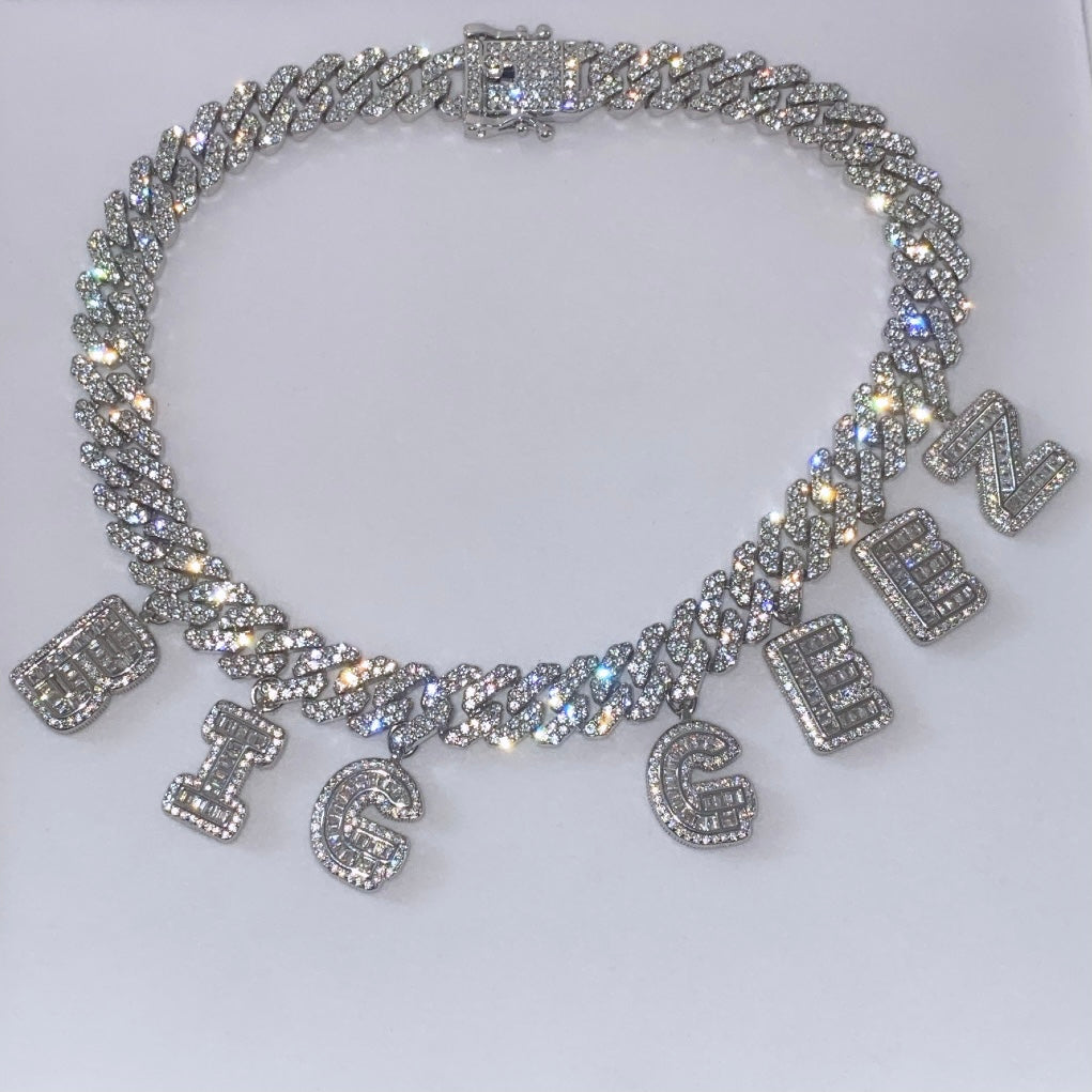 Icy Cuban Baguette Charm Necklace