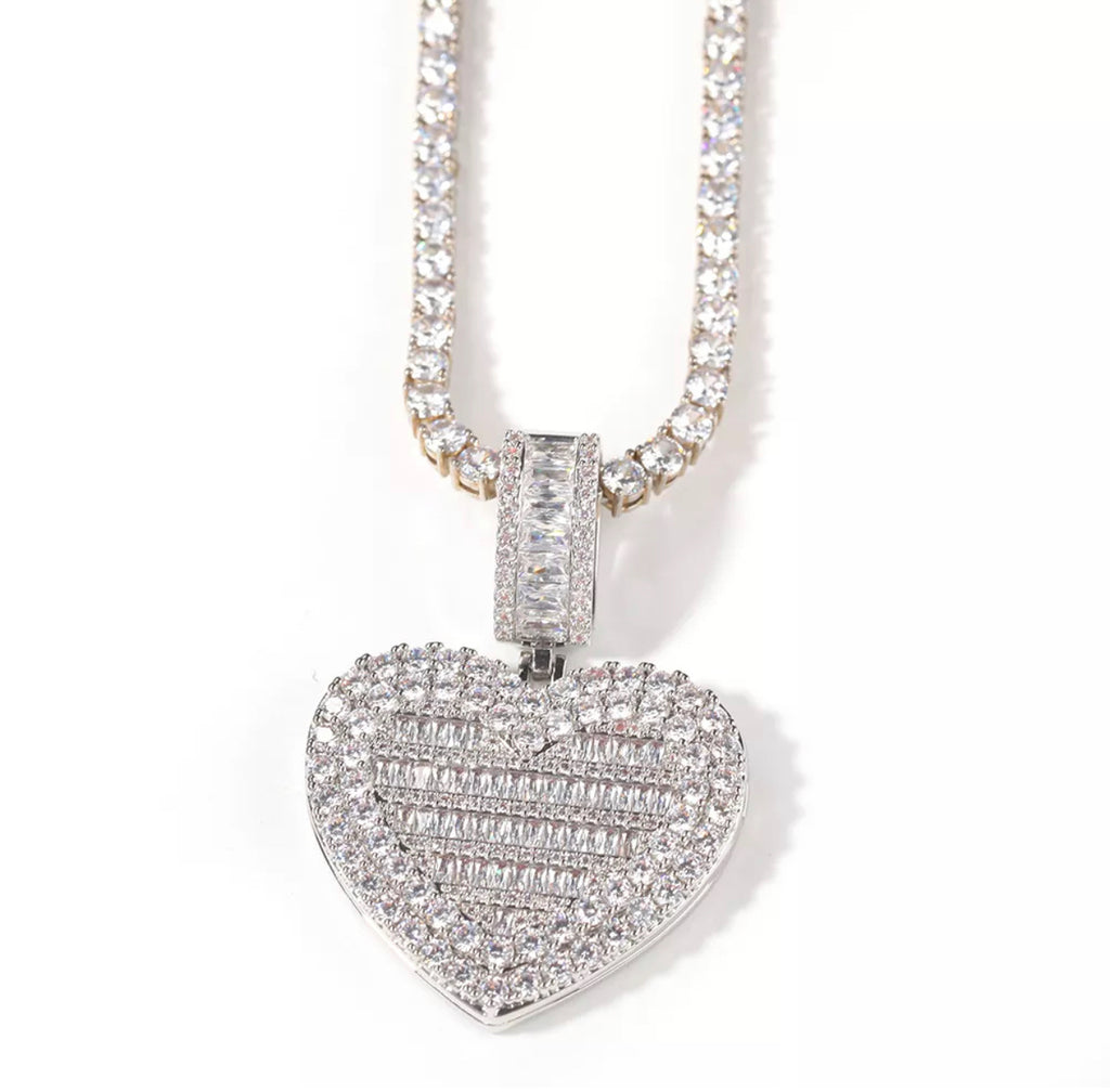 Icy Locket Heart Photo Pendant - Tennis