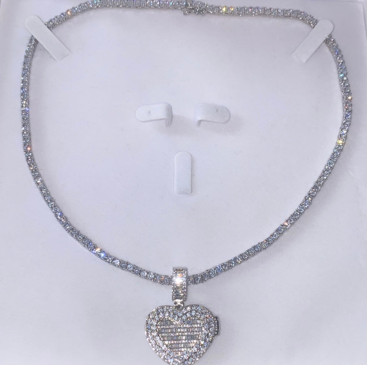 Icy Locket Heart Photo Pendant - Tennis