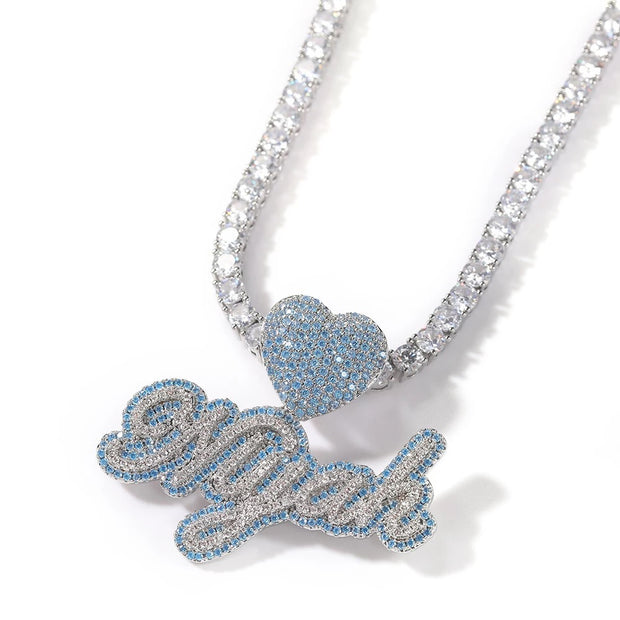 Icy XO Script Name Pendant