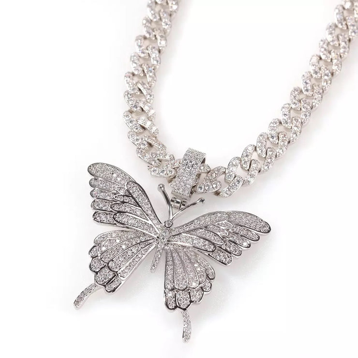 Icy Cuban Butterfly Necklace