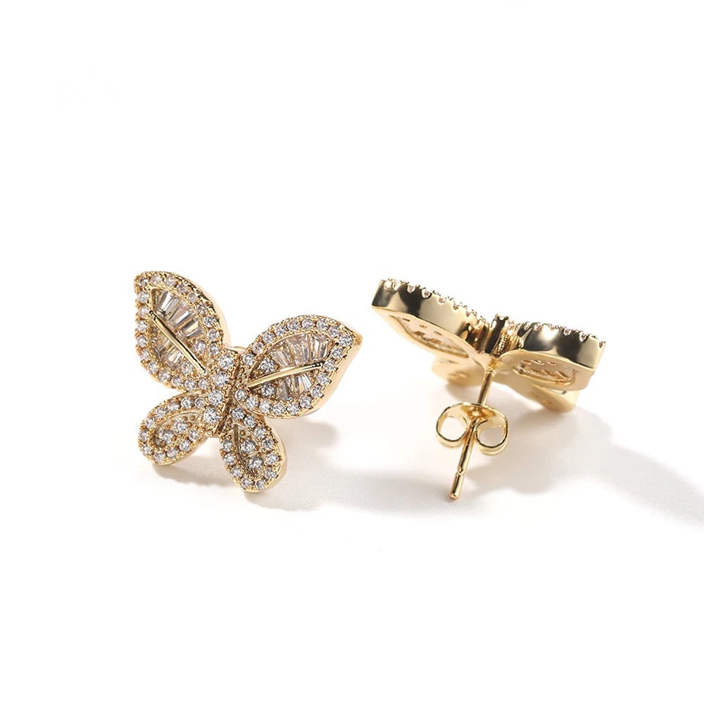 Icy Butterfly Stud Earrings