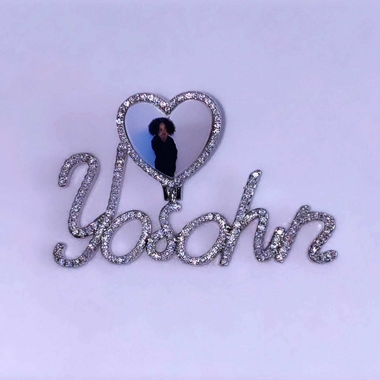 Icy Heart Photo & Name Pendant