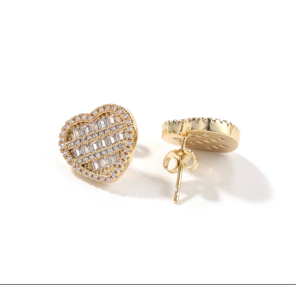 Icy Baguette Heart Earrings