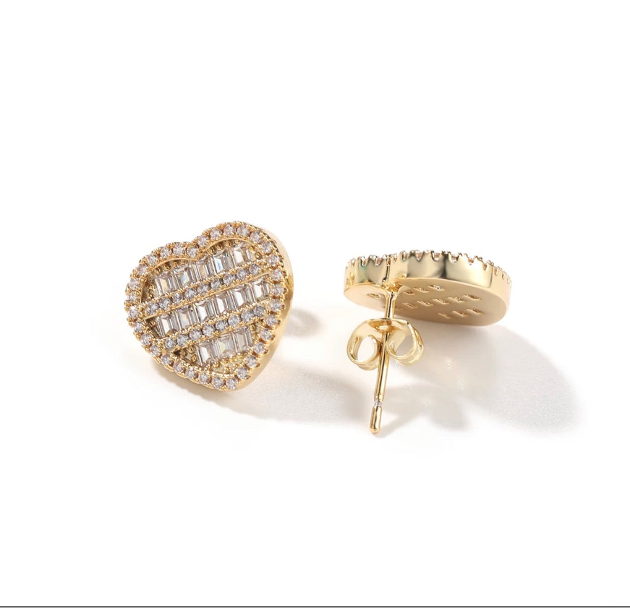 Icy Baguette Heart Earrings