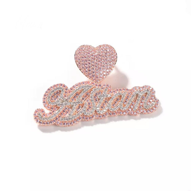 Icy Two Tone Heart Layered Nameplate