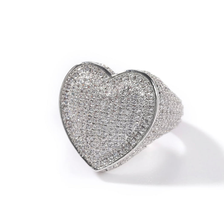 Icy Chunky Heart Ring