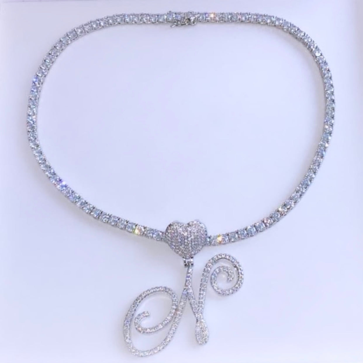 Cursive Heart Initial Necklace