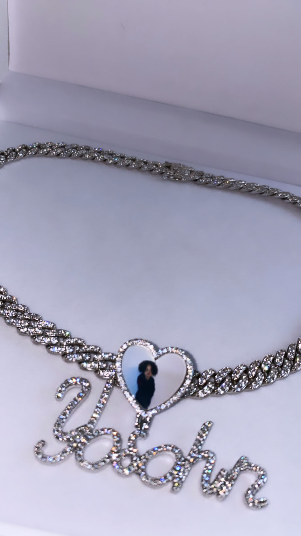 Icy Heart Photo & Name Pendant