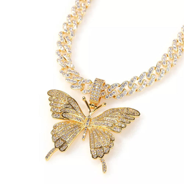 Icy Cuban Butterfly Necklace