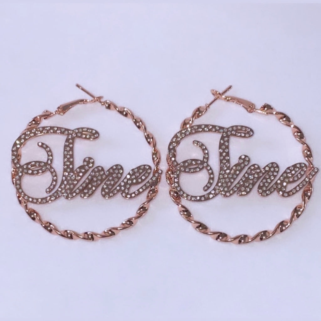 Icy Girl Name Hoops