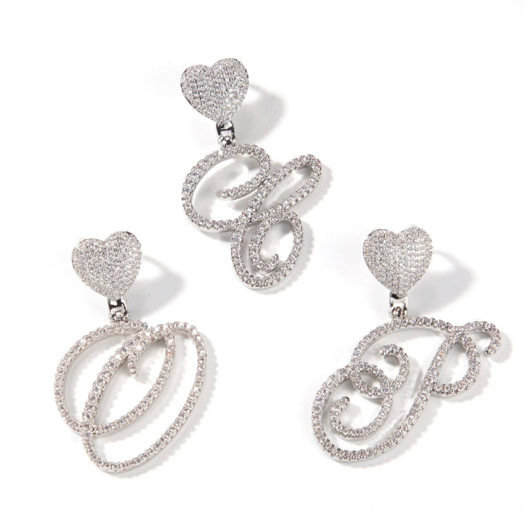 Cursive Heart Initial Necklace