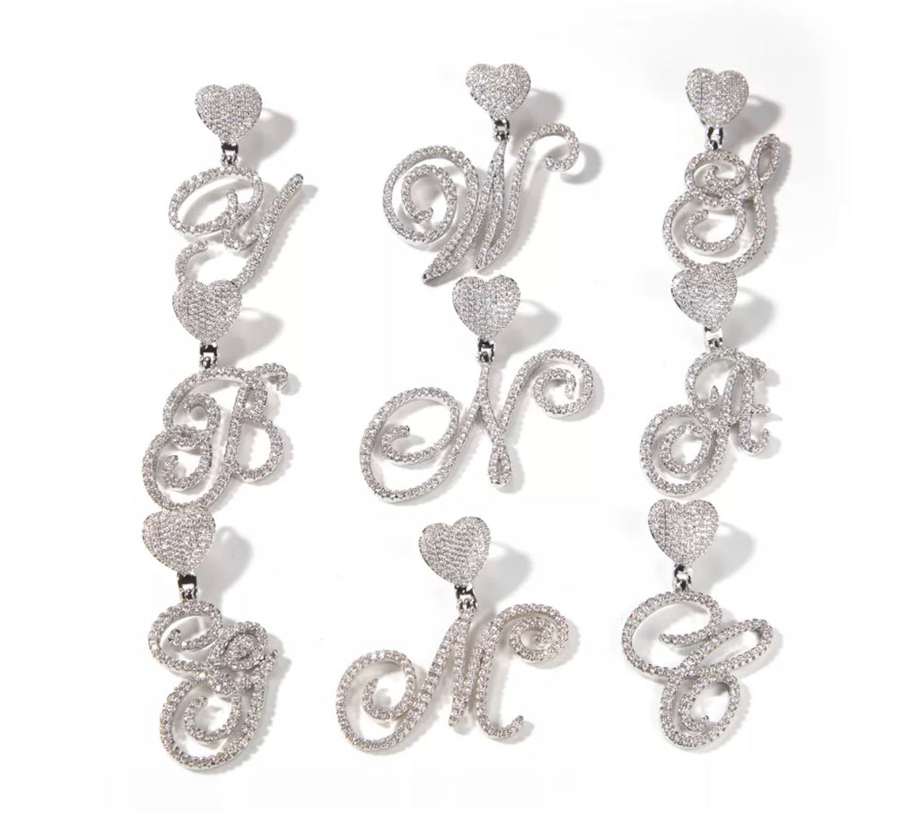 Cursive Heart Initial Necklace