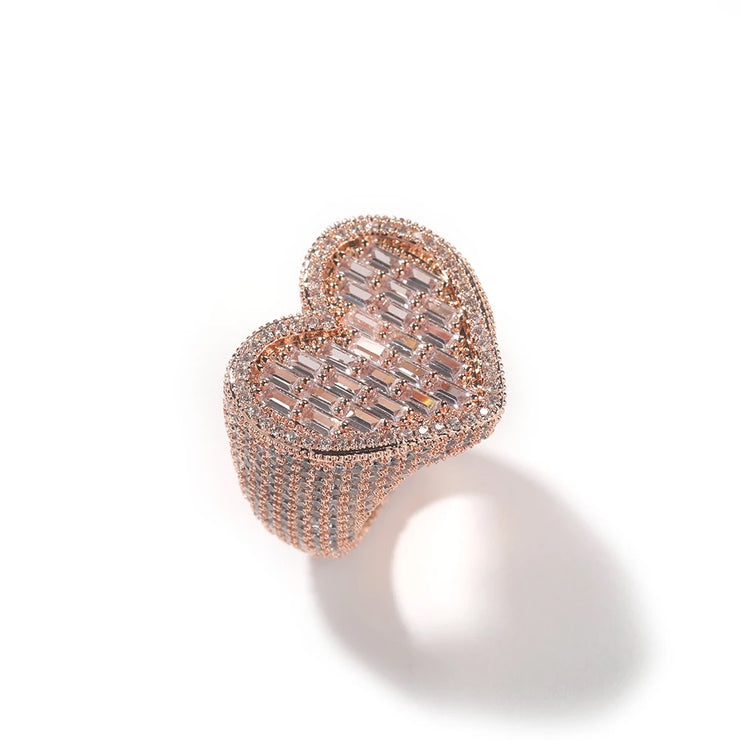 Icy Baguette Chunky Heart Ring