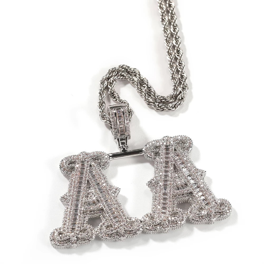 Icy Emerald Cut Name Pendant