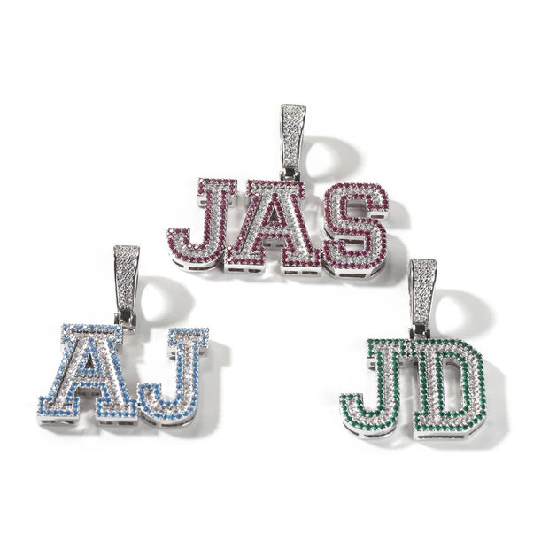 Icy Two-Toned Varsity Name Pendant - Cuban