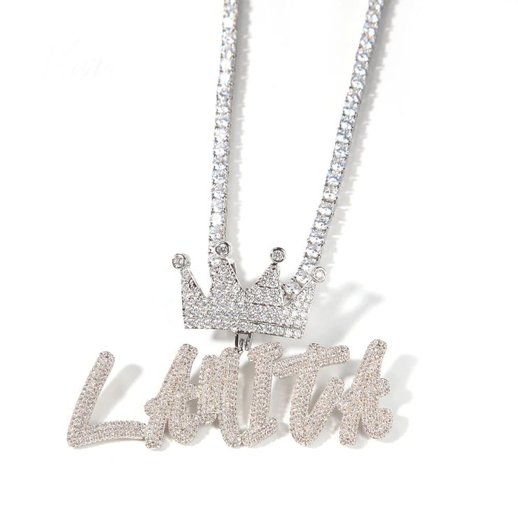 Icy Brush Crown Name Pendant