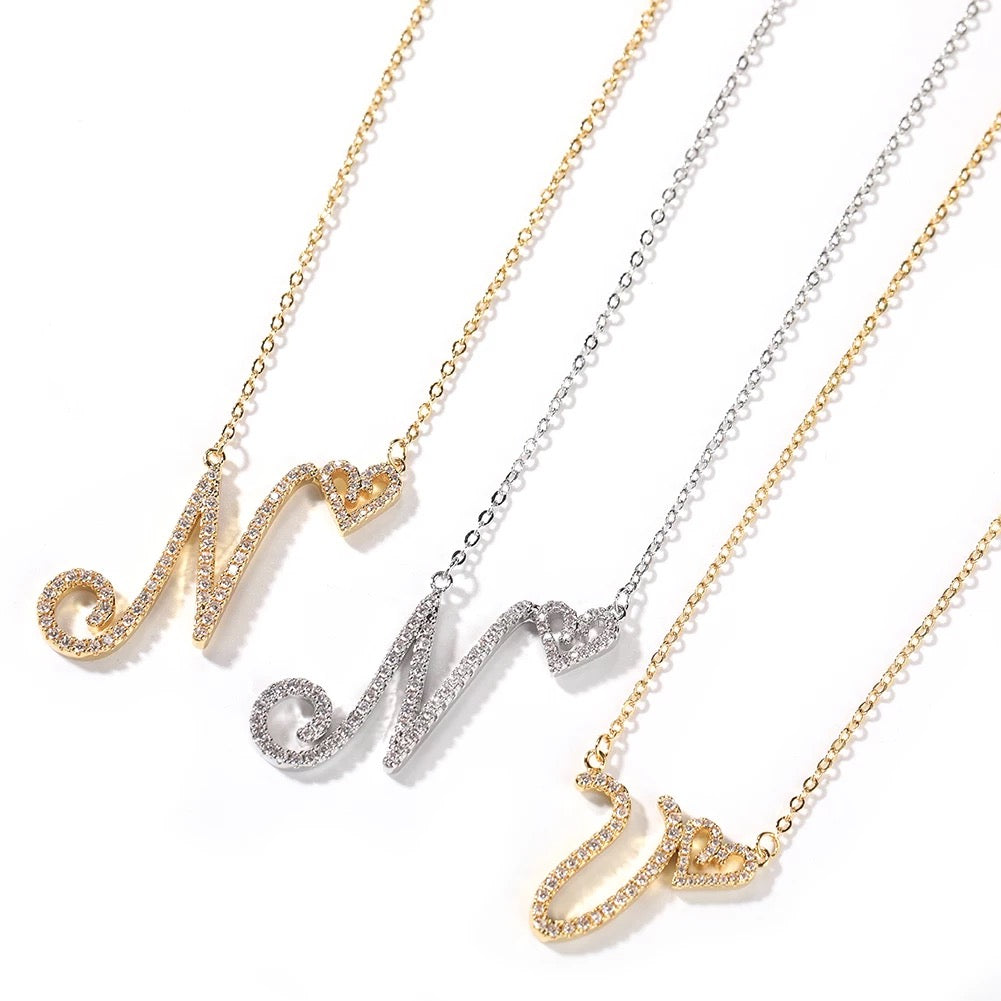 Dainty Heart Initial Necklace
