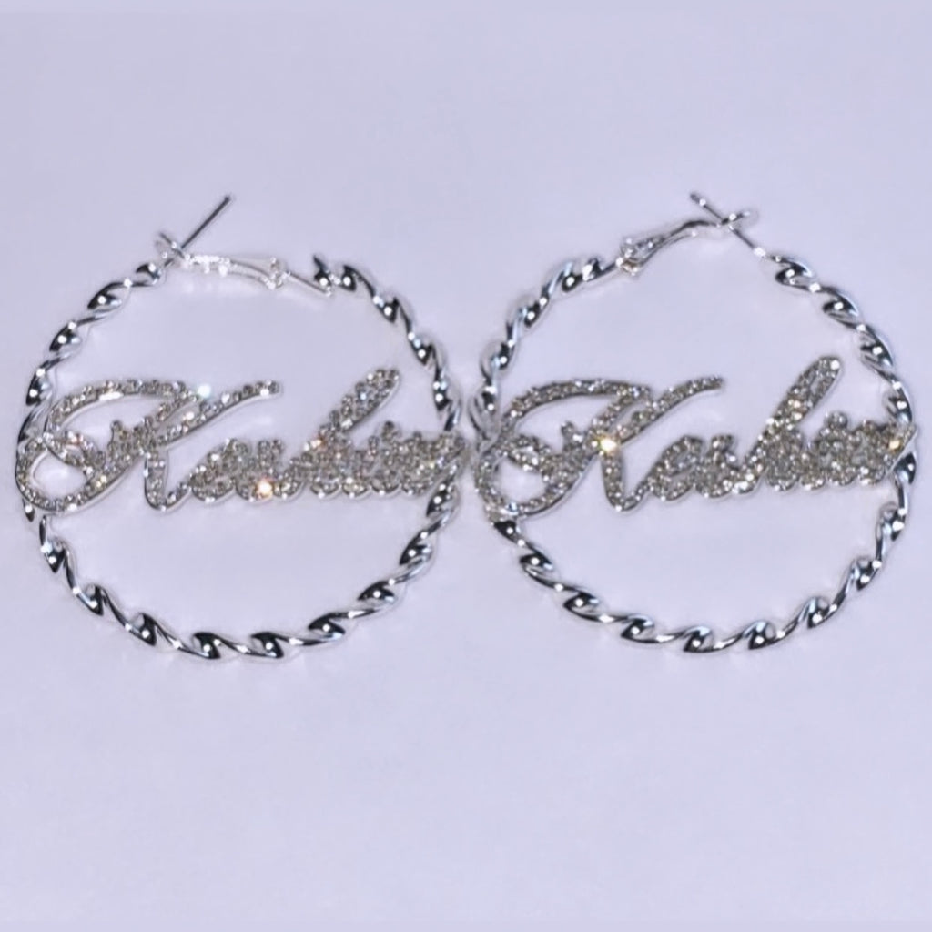 Icy Girl Name Hoops