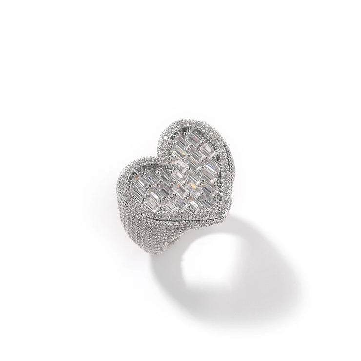 Icy Baguette Chunky Heart Ring